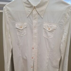 Diesel Women’s Button-Down Shirt – Size L (Off-White)